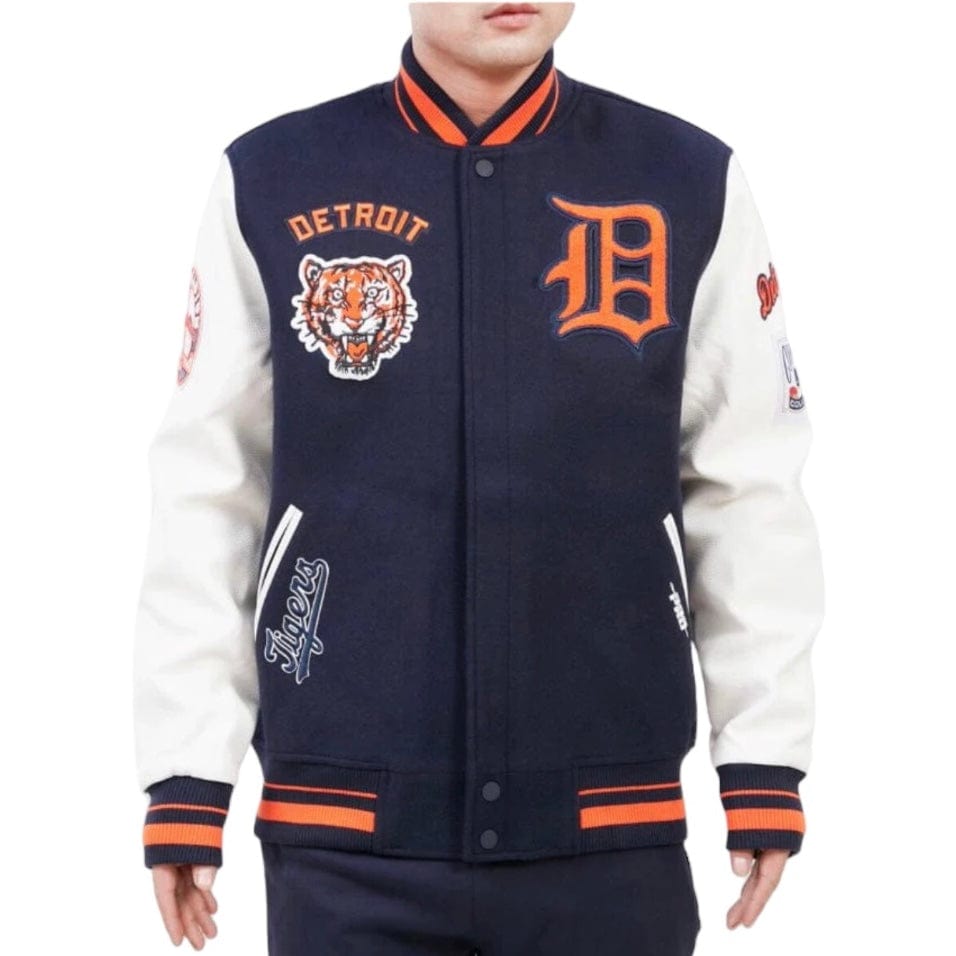 Pro Standard Detroit Tigers Retro Classic Rib Wool Varsity Jacket (Navy/Orange)