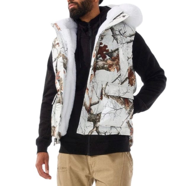 Jordan Craig Yukon Fur Lined Puffer Vest (Snow Camo) 9377VC