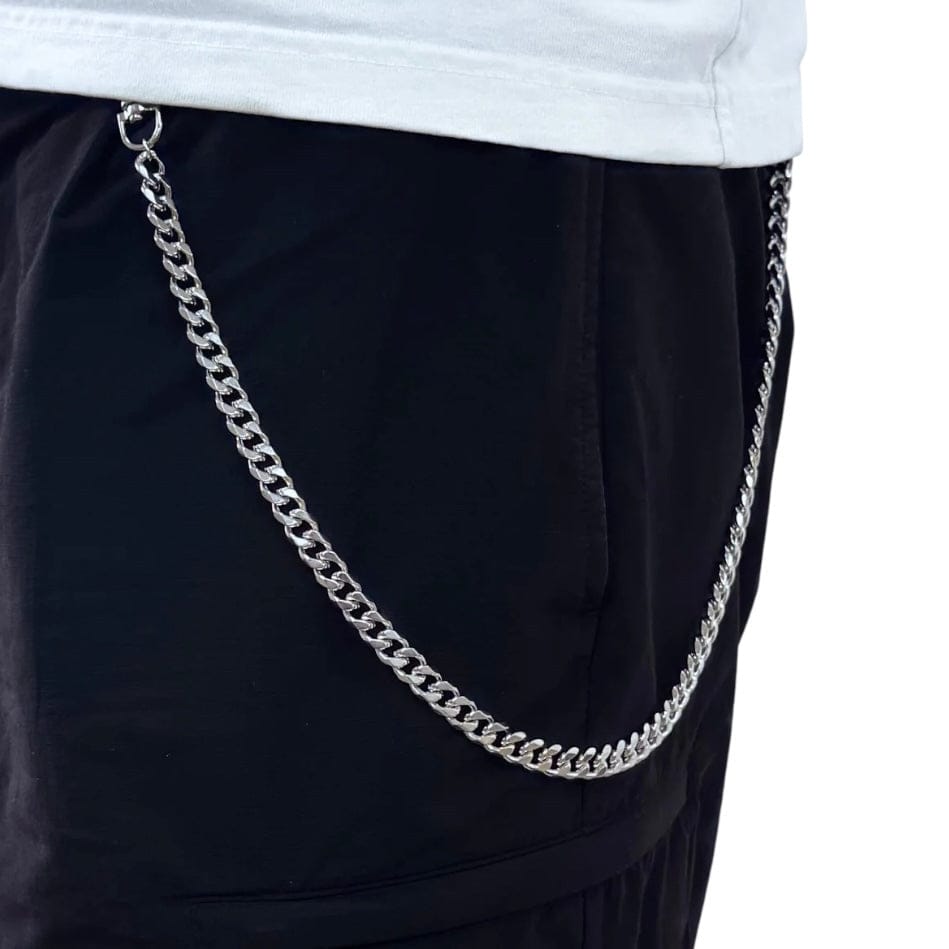 Jewelry Essentials Solid 10mm Cuban Link Pant Chain (Silver) BKC-208S