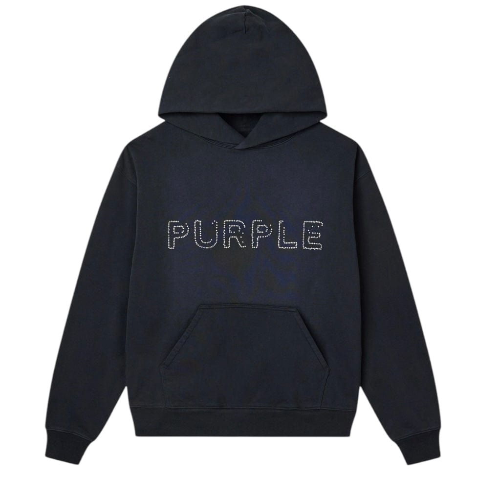 Purple Brand Studded Wordmark Hoodie (Black Beauty) P447-FTBW425