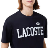 Lacoste Cotton Contrast Print & Badge Tee (Navy Blue) TH7411-51