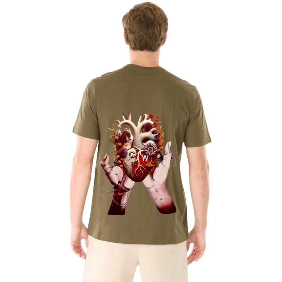 G West Flower Heart Tee (Olive) GWPBAST5033