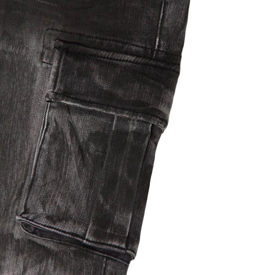 Valabasas "Broken" 4 Way Stretch Cargo Jean (Dirty Black) VLBS-VJ2-1013