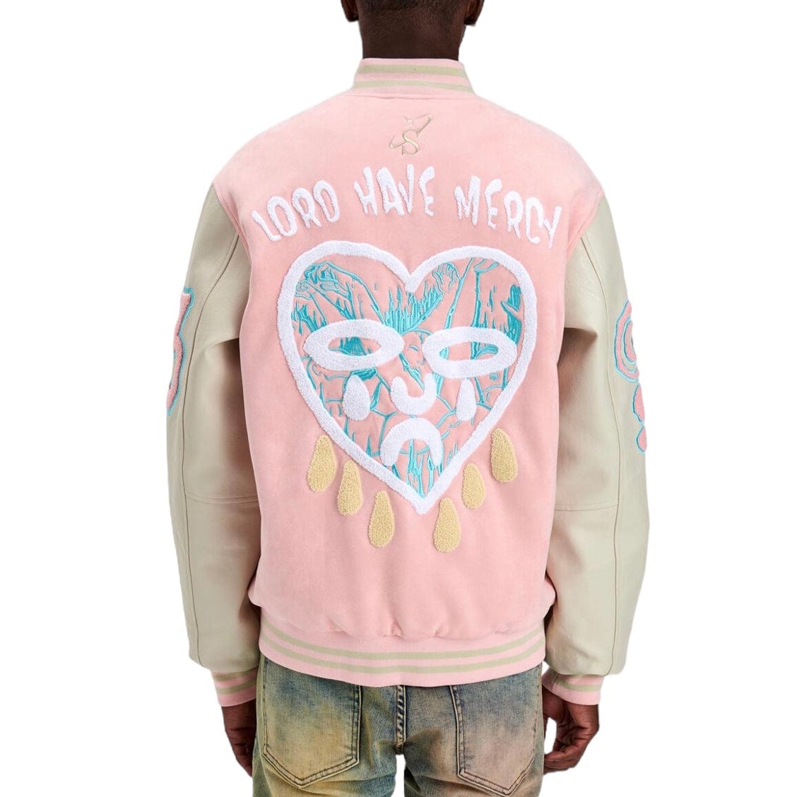 Sugar Hill "Mercy" Suede Letterman Jacket (Pink Suede) SH24-SPR1-17