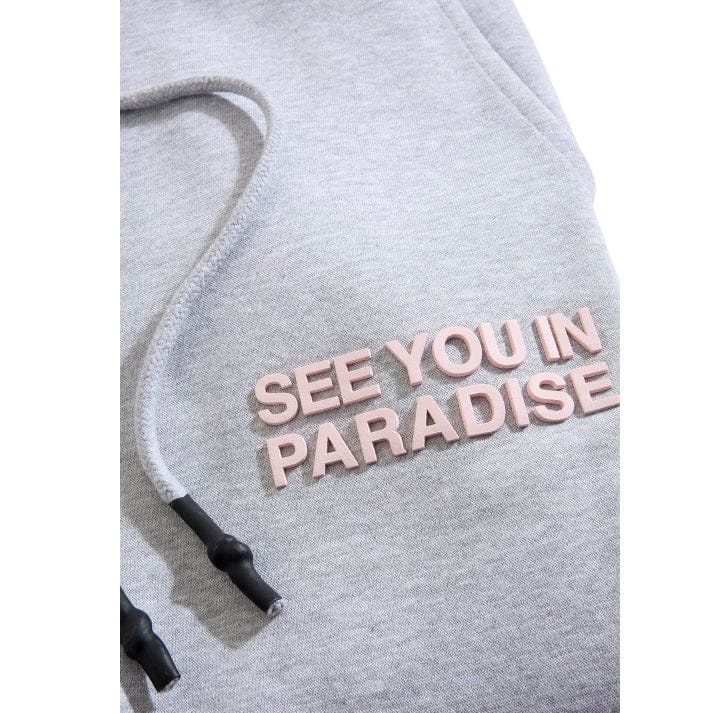 See You In Paradise Stacked Sweatpants (Heather Grey/Pink)