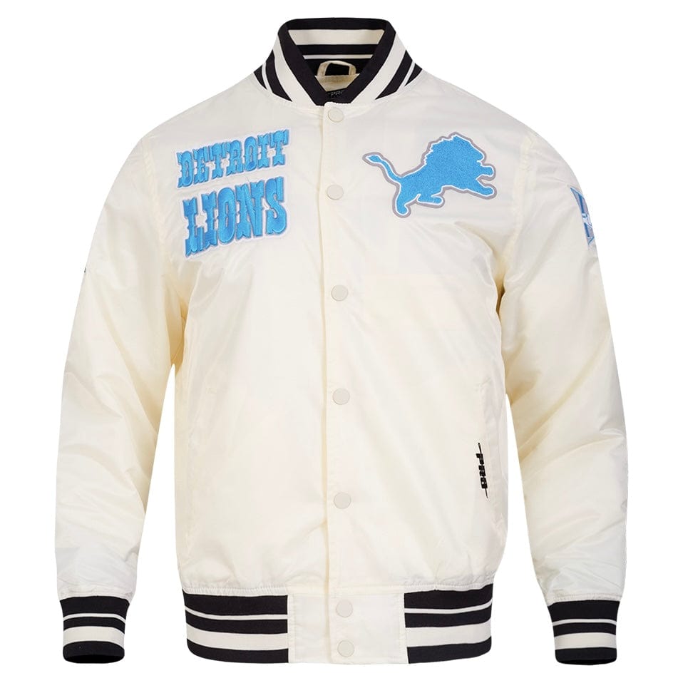 Pro Standard Detroit Lions Men's Retro Classics Satin Jacket (Eggshell/Black)