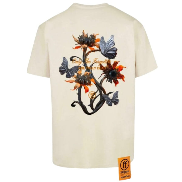 Forgotten Faces Butterfly Flowers Tee (Sand)