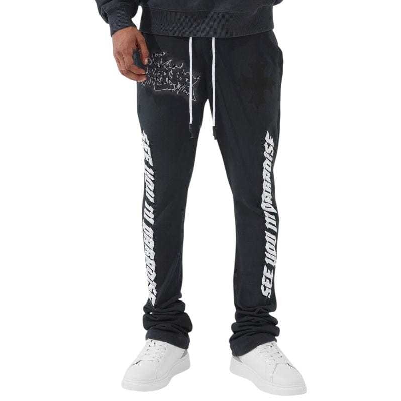 See You In Paradise The Reaper Stacked Sweatpants (Charcoal) 8641L