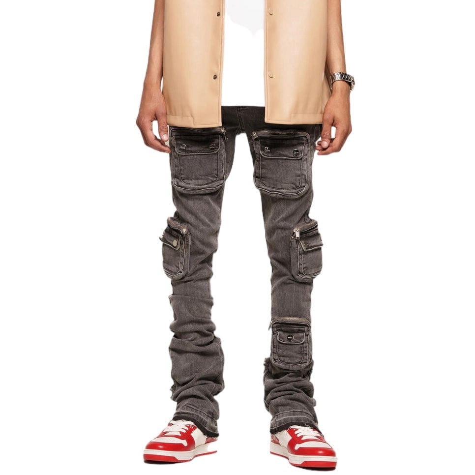 Pheelings "Journey To Greatness" Cargo Flare Stack Denim (Charcoal Grey)