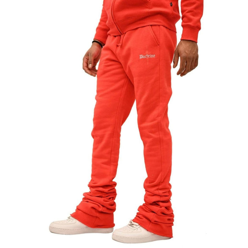 Doctrine Denim Dagger Super Stacked Flared Joggers (Red) DB0024