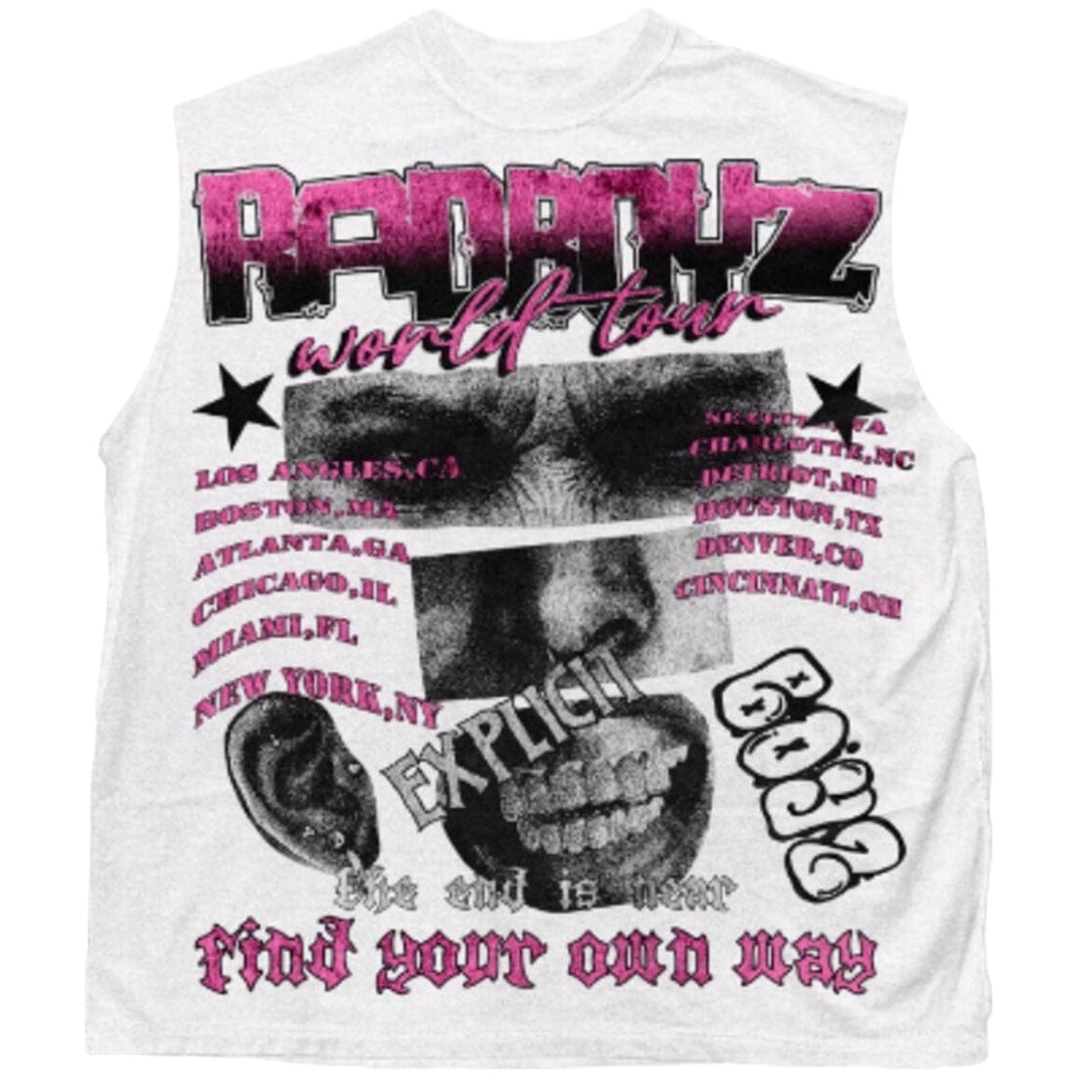 Rad Boyz World Tour Sleeveless Tee (White) RB-KT-054