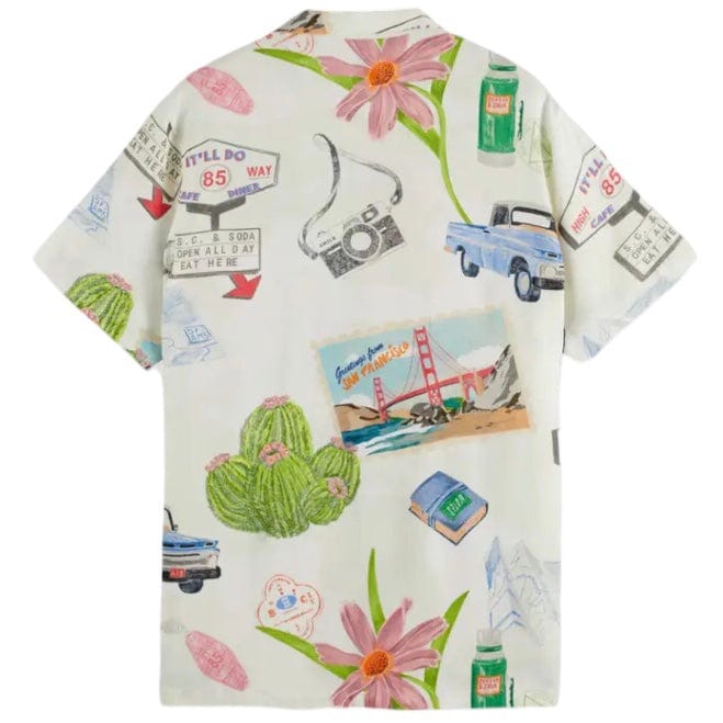 Scotch & Soda Printed Camp Collar Shirt (On The Road) 180333