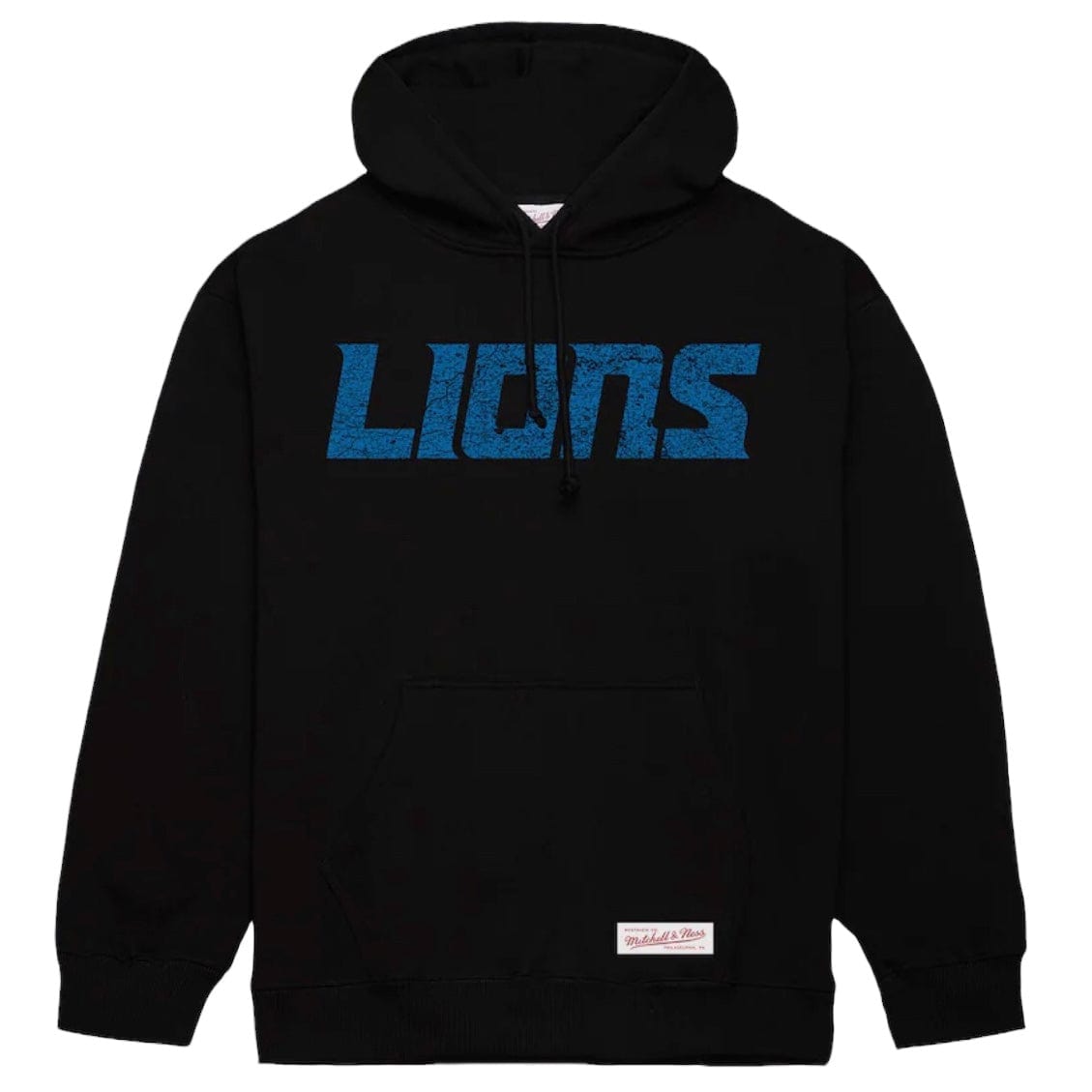 Mitchell & Ness Detroit Lions Distressed Prime Logo Wordmark Hoodie (Black)