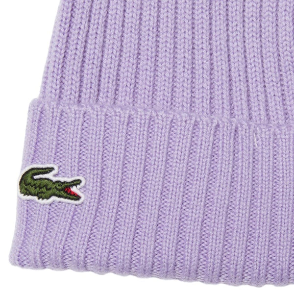 Lacoste Unisex Ribbed Wool Beanie (Purple) RB0001-51