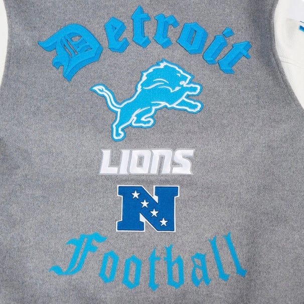 Pro Standard Detroit Lions Old English Varsity Jacket (Heather/White/Black)