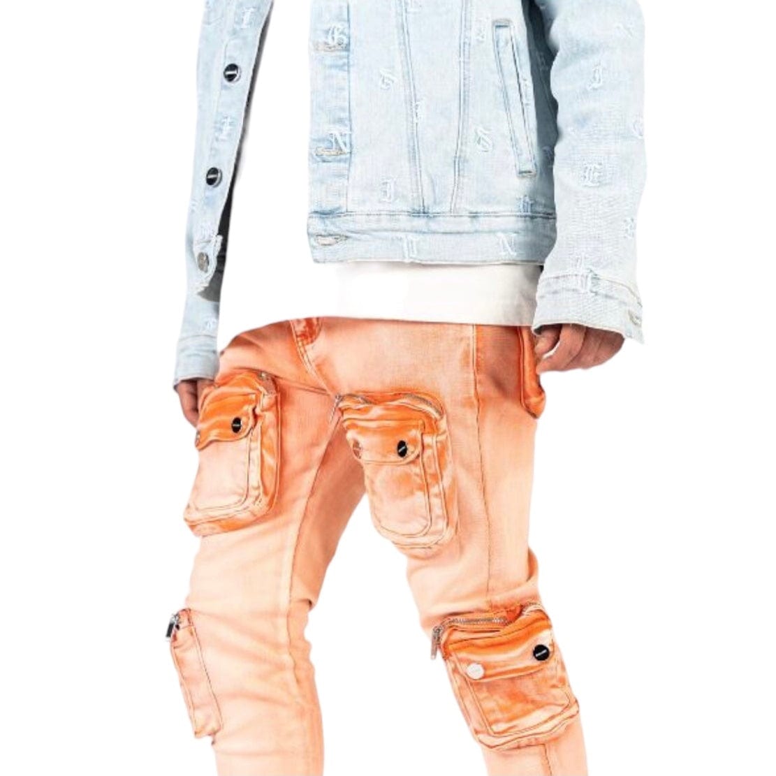 Pheelings "Journey To Greatness" Cargo Flare Stack Denim (Orange/Sand)