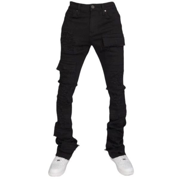 Foreign Brands Politics Super Stacked Cargo Jeans (Jet Black) MARCEL504