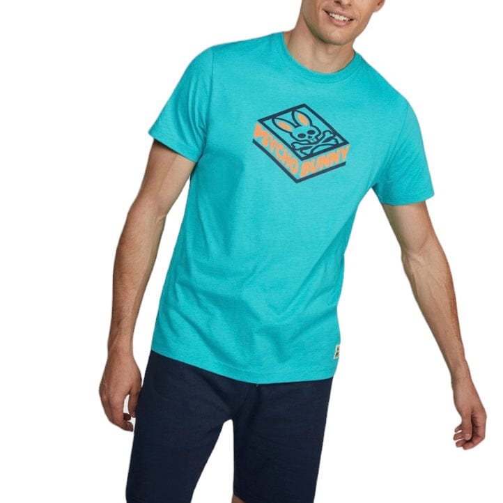 Psycho Bunny Glasson Graphic Tee (Miami Teal) B6U207Q1PC