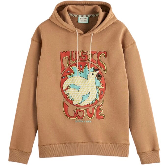 Scotch & Soda Relaxed Fit Artwork Hoodie (Camel) 174509