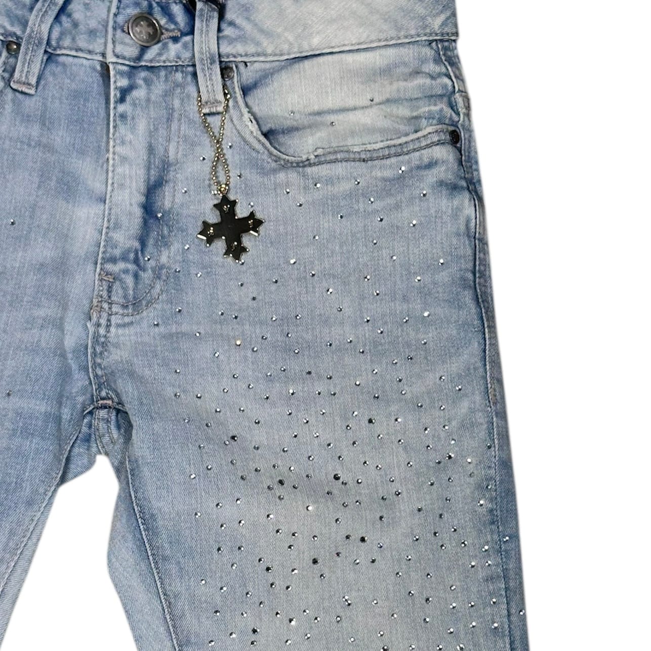 See You In Paradise Rhinestones Stacked Denim (Ice Blue) JTF2315