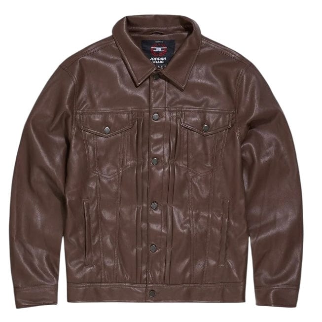 Jordan Craig Thriller Button Up Leather Jacket (Brown) JJ2250