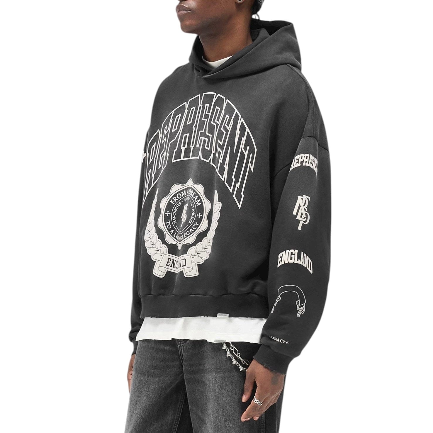 Represent Legacy Crest Hoodie (Stained Black) MLM100372-04