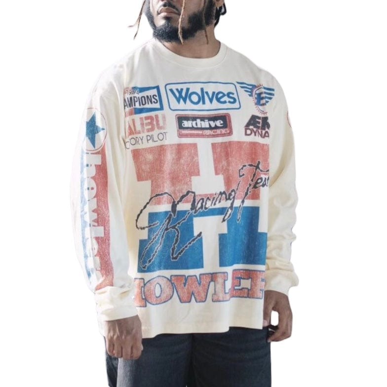 Howlers Club Wolf Racer LS Sweatshirt (Off White)