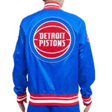 Pro Standard Detroit Pistons Retro Classic Rib Satin Jacket (Royal Blue/Red)