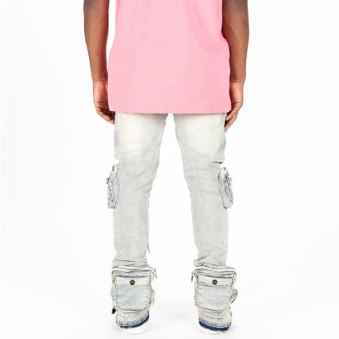 Pheelings "Journey To Greatness" Cargo Flare Stacked Denim (Light Sand Blue)