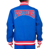 Pro Standard Detroit Pistons Crest Emblem Rib Wool Varsity Jacket (Royal/Red)