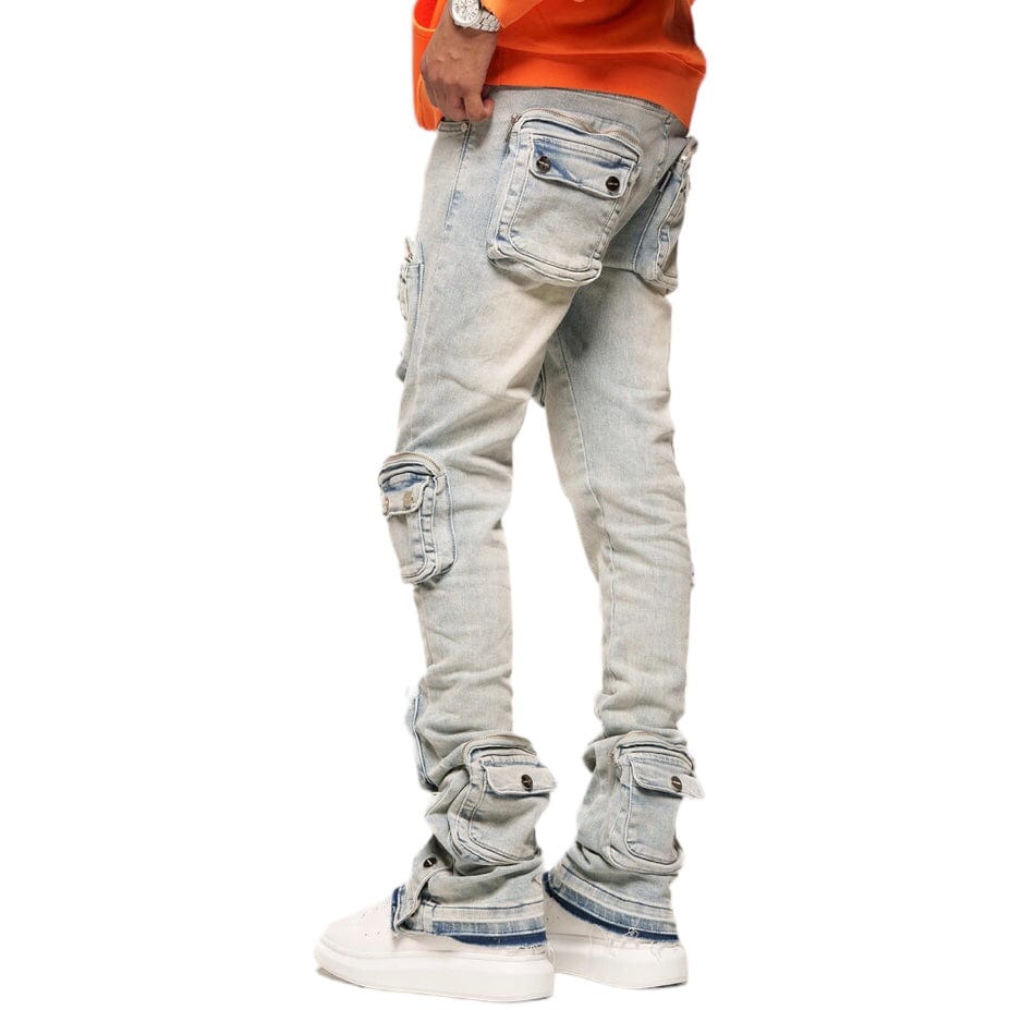 Pheelings "Journey To Greatness" Cargo Flare Stack Denim (Light Blue)