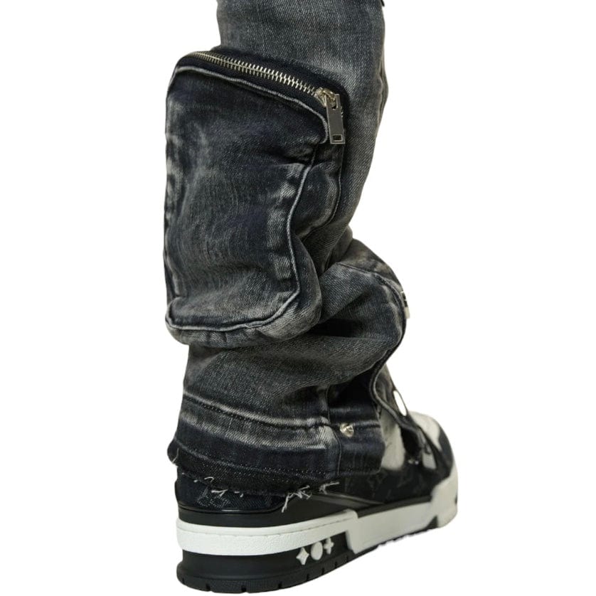 Pheelings "Journey To Greatness" Cargo Flare Stacked Denim (Black)