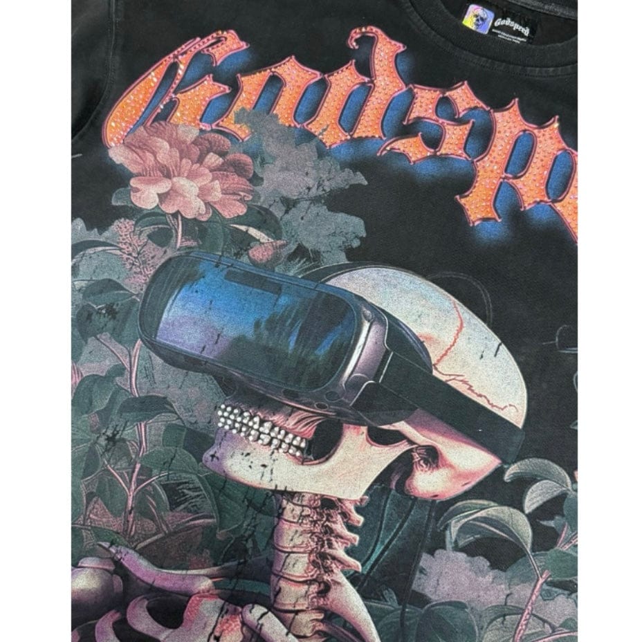 Godspeed Vision Flowers VVS LS T Shirt (Black Wash)