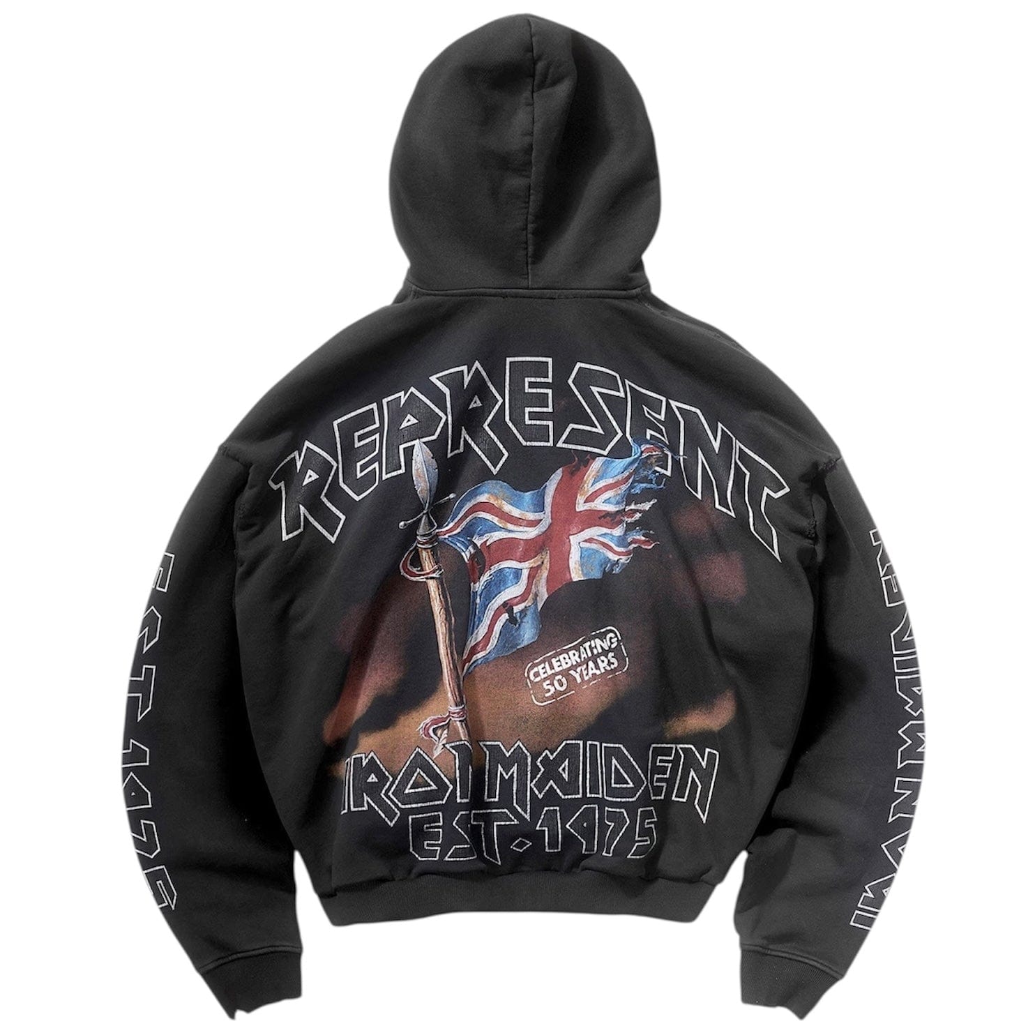 Represent X Iron Maiden Steed Hoodie (Stained Black)