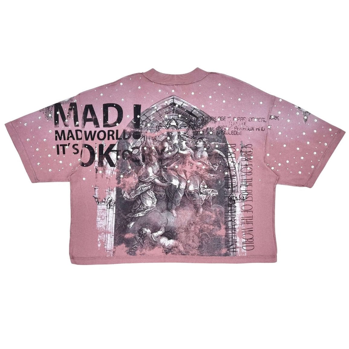 Rare Peace Washed Heavy All Over Rhinestone Tee (Dust Pink) RT5043