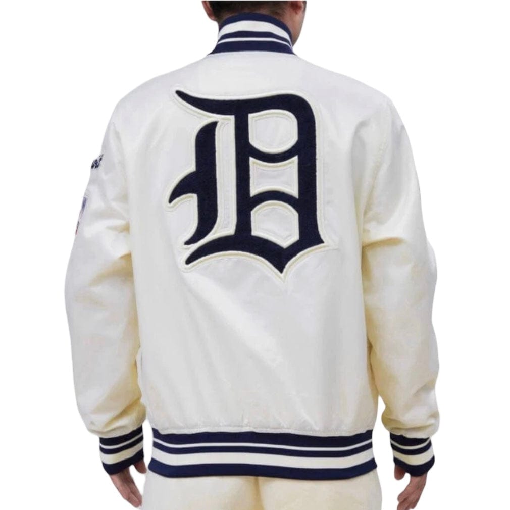 Pro Standard Detroit Tigers Retro Classic Rib Satin Jacket (Eggshell/Navy)