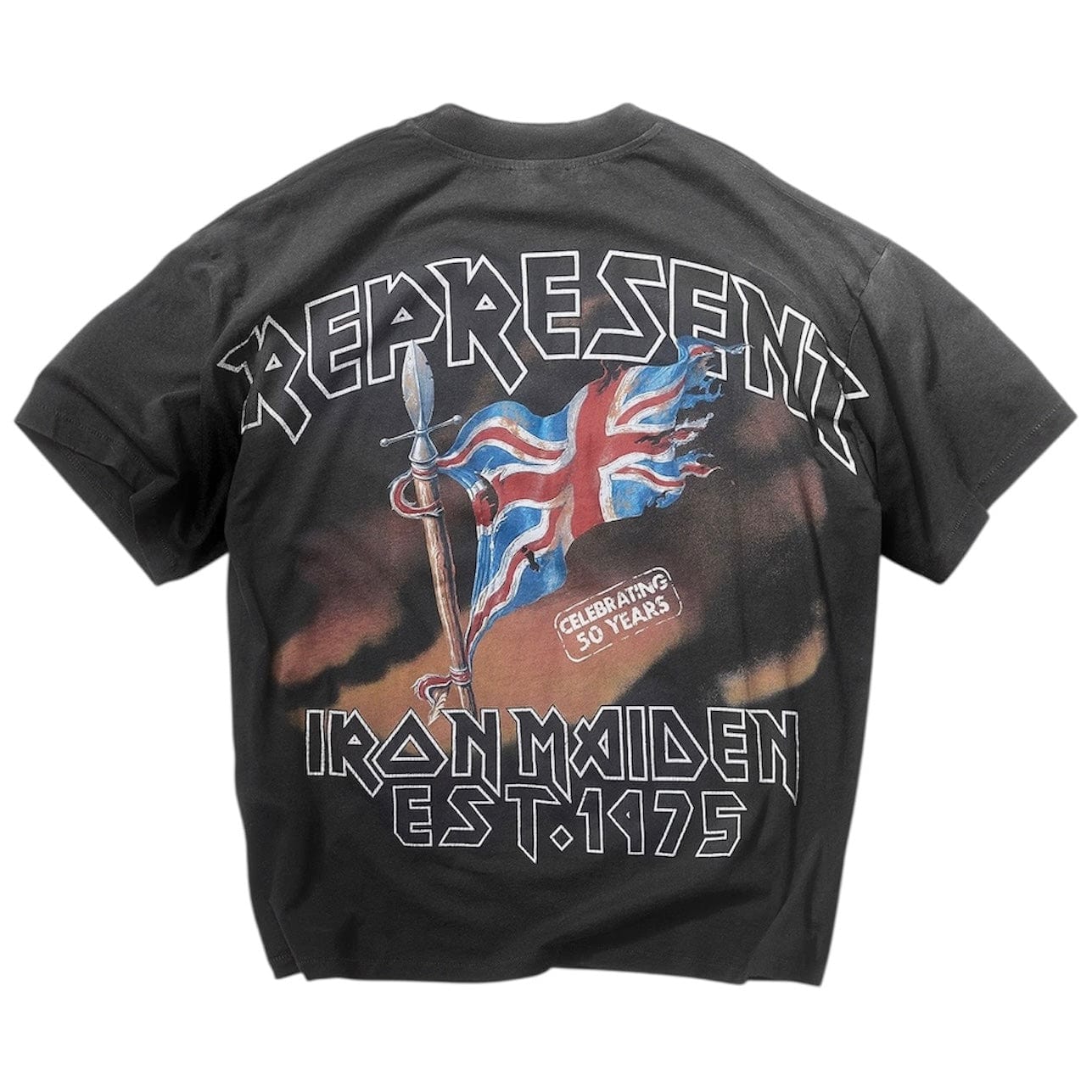 Represent X Iron Maiden Steed T-Shirt (Stained Black)