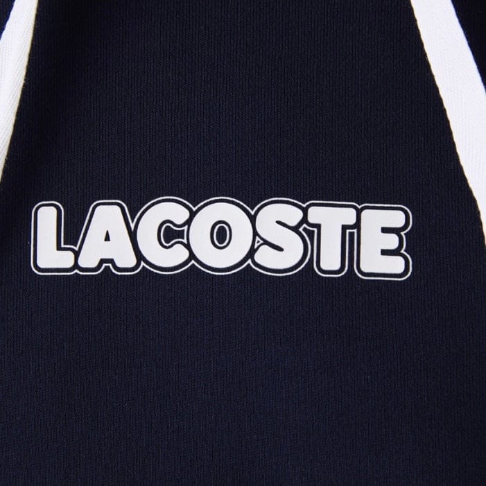 Lacoste Sport Crocodile Print Hooded Cotton Sweatshirt (Navy Blue)