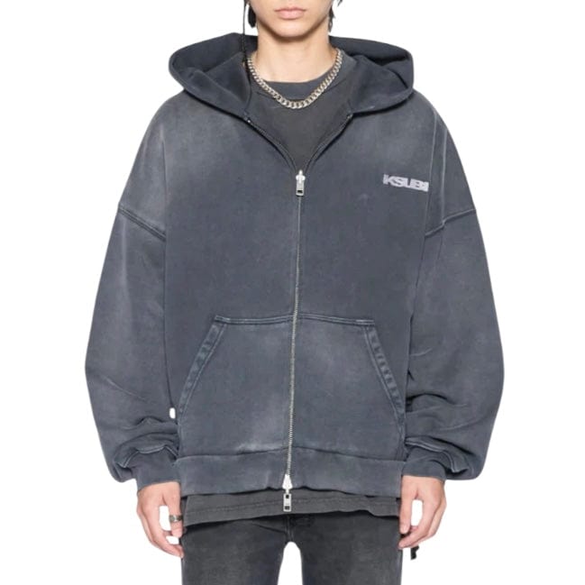 Ksubi Ace Ekcess Zip Thru Hoodie (Charcoal) MFA25FL002