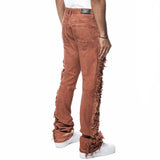 Smoke Rise Frayed Stacked Denim Jeans (Rust) JP23642