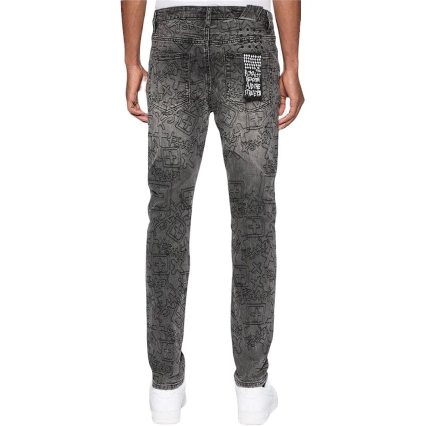 Ksubi Chitch Stencil Stitch Denim (Worn Grey Black Stone Wash) MPS25DJ055