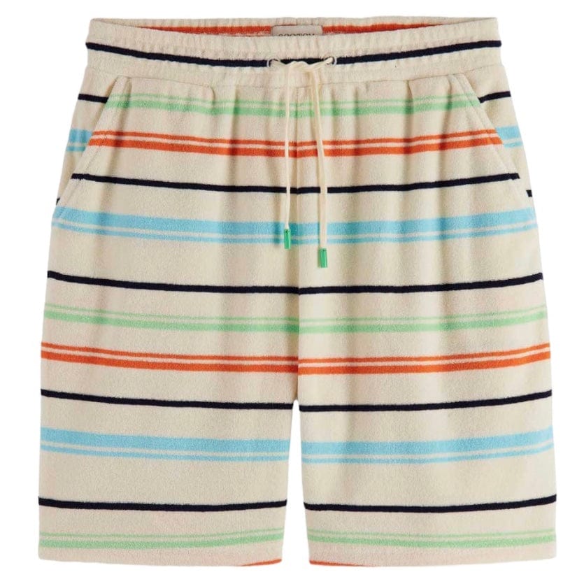 Scotch & Soda Towelling Striped Sweatshorts (Light Beige) 175750