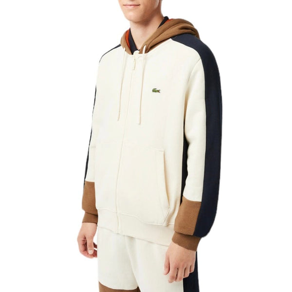 Lacoste Colorblock Hoodie (Off White/Brown/Navy) SH1301-51