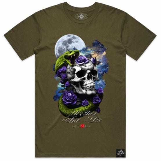 Hasta Muerte Hustle Daily Snake Skull T Shirt (Army)