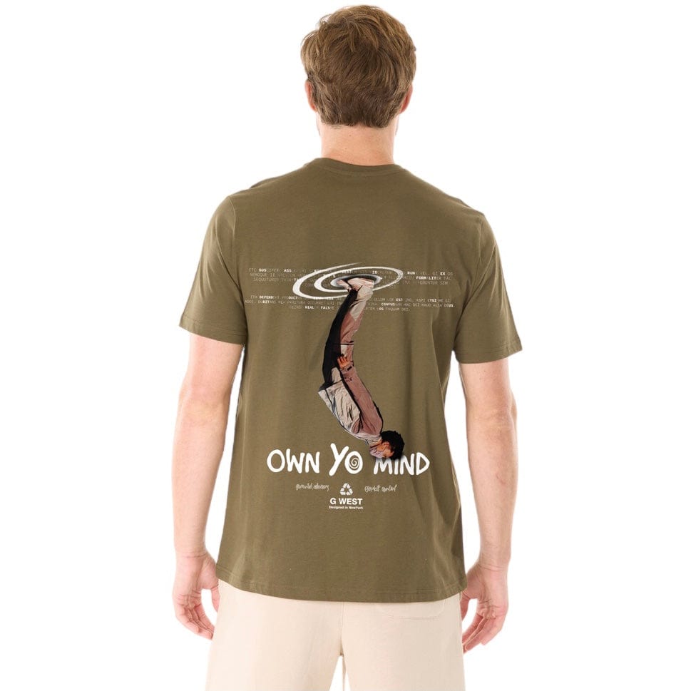 G West Printed Own Yo Mind Basic Tee (Olive) GWPBAST5014