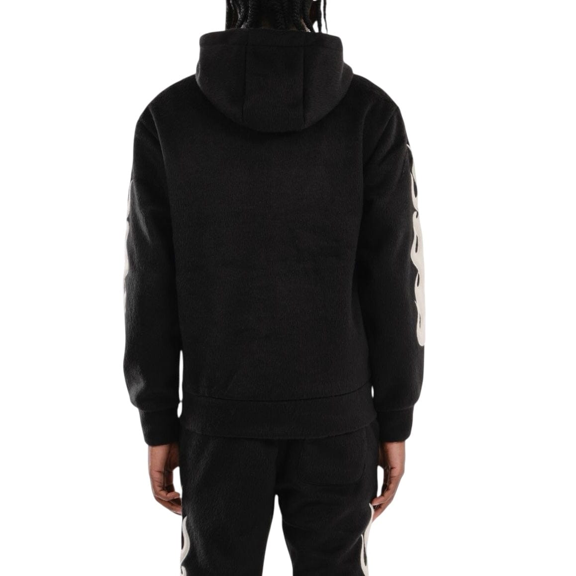 Copper Rivet Pearled Mohair Full Zip Hoodie & Pants Set (Black)