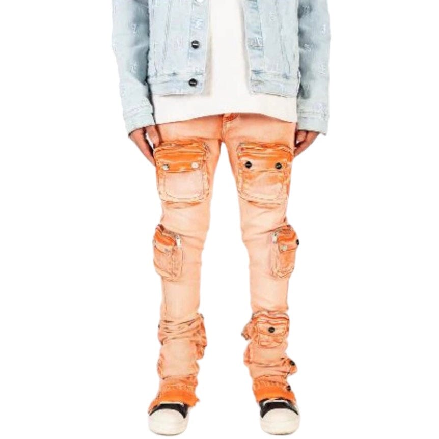 Pheelings "Journey To Greatness" Cargo Flare Stack Denim (Orange/Sand)