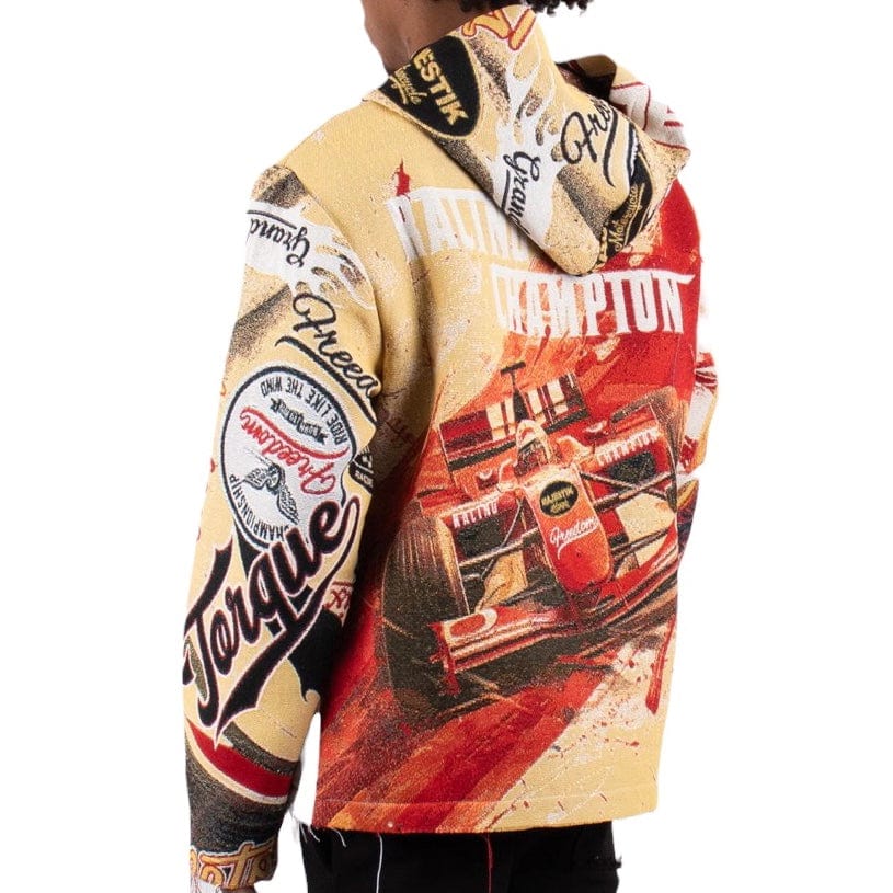 Majestik F1 Racer Tapestry Jacquard Long Sleeve Hoodie (Beige) TH2424