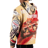 Majestik F1 Racer Tapestry Jacquard Long Sleeve Hoodie (Beige) TH2424