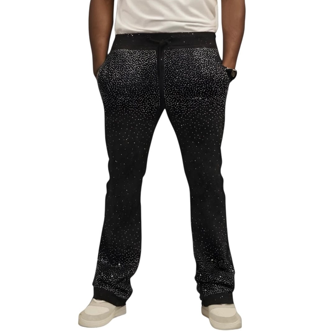 BKYS Stone Rivet Hoodie & Stacked Pants Set (Black)